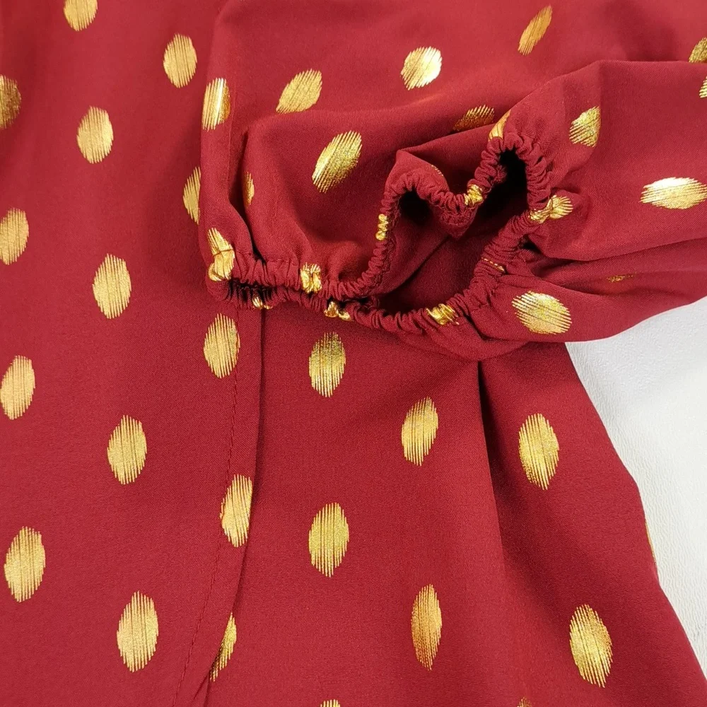 SHEIN Gold Dots Burgundy Red Tunic Size XL US 12 - Picture 8 of 15